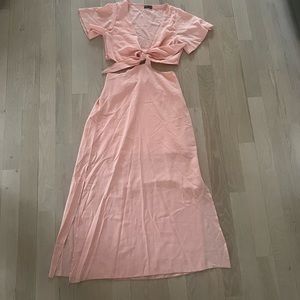 SHEIN Tie front Cutout Midi Dress L